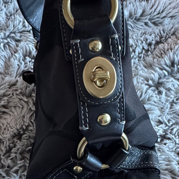 Coach Black Signature Canvas Shoulder Hobo with Gold Hardware - Picture 5 of 5